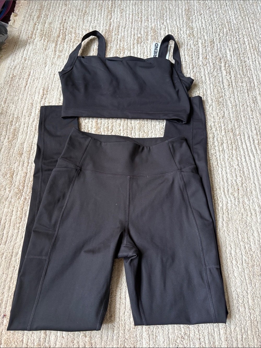 Girlfriend Collective size M Black High-Waist Leggings & Crop sports Bra Set
